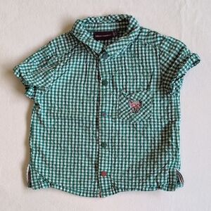 sergent major gingham seersucker cotton collared shirt green 12 months baby boy
